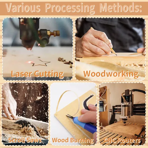 Miniatura 4 de Benvo Hojas de madera contrachapada de abedul prémium de 0.118 in (1/8 pulgadas) x 8 x 8 pulgadas, paquete de 6 unidades, madera artesanal sin