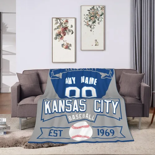 Miniatura 21 de Manta personalizada para fanáticos de la cama, regalo de béisbol, ciudad, invierno, verano, manta de forro polar con nombre y número personalizados
