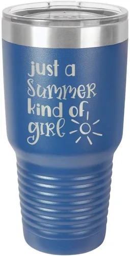 Miniatura 15 de JUST A SUMMER KIND OF GIRL Vaso de 30 oz con pajita y tapa superior deslizante Taza de viaje de acero inoxidable Comparar con Yeti Rambler