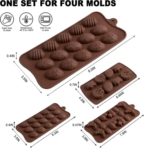 Miniatura 2 de Whaline 4 paquetes de moldes de silicona para huevos de Pascua, moldes de chocolate, conejo, conejo, pato, cesta de resina, molde de caramelo