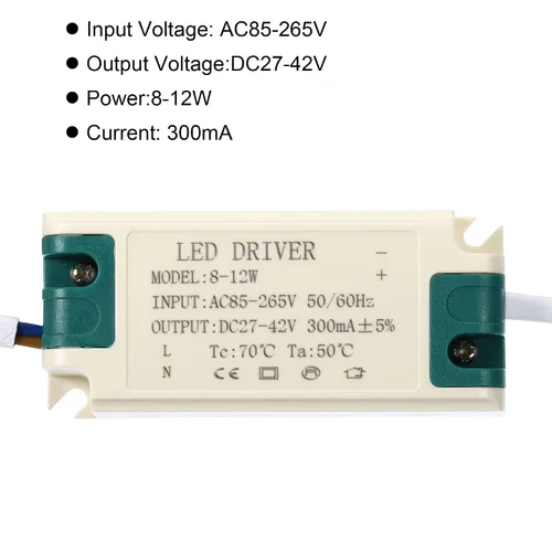 Miniatura 4 de PATIKIL 8-12W 300mA LED Driver, AC 85-265V Salida 27-42V DC Conector hembra Conector Rectificador de corriente constante Transformador Fuente