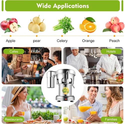 Miniatura 8 de Máquina extractor de jugo comercial resistente, fabricante de exprimidores de acero inoxidable para frutas y verduras Herramienta centrífuga