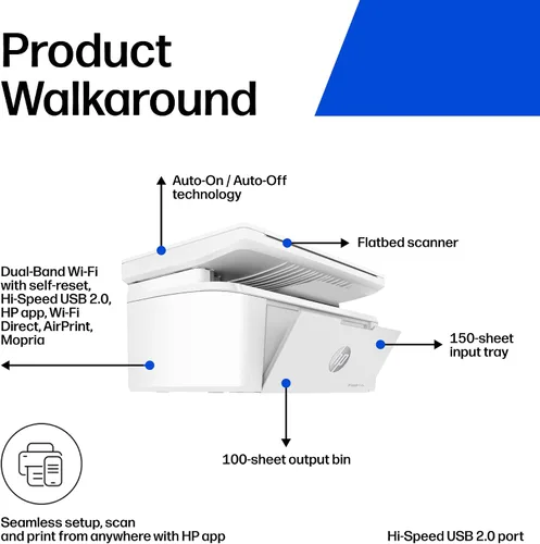 Miniatura 3 de HP Laserjet MFP M140w Impresora inalámbrica en blanco y negro, impresión, escaneo, copia, velocidades rápidas, fácil configuración, impresión móvil