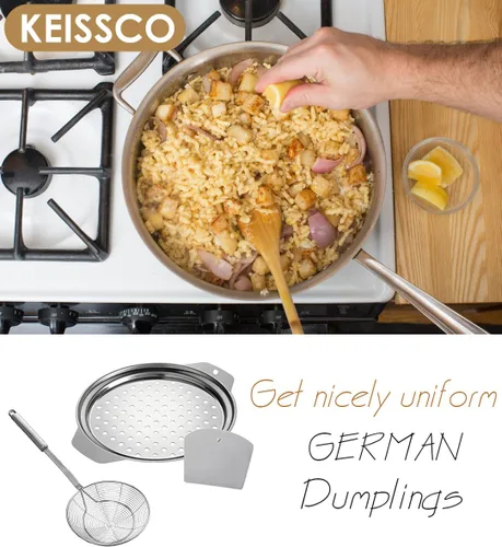 Miniatura 5 de Tapa de acero inoxidable con raspador – Colador de araña de acero inoxidable, cuchara para pasta, cuchara para pasta, juego de fideos de huevo
