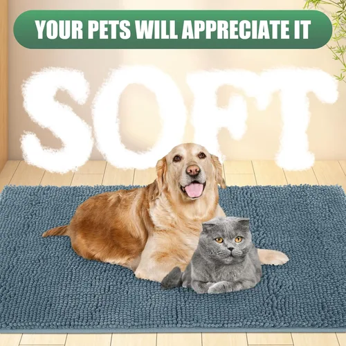 Miniatura 6 de IM HOME Felpudo absorbente de chenilla para exterior de 36" x 24", tapetes lavables para perros antideslizantes para interior, tapete para perros