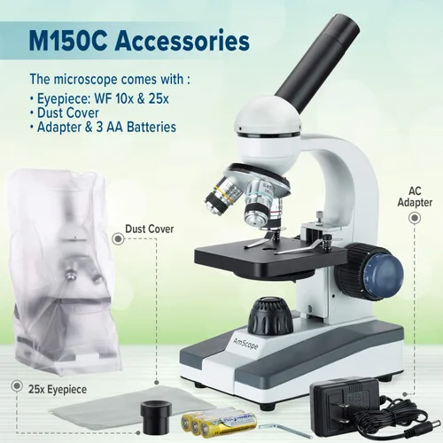 Miniatura 6 de Microscopio AmScope 40 x-1000 x LED para estudiantes + cámara USB de 5 MP