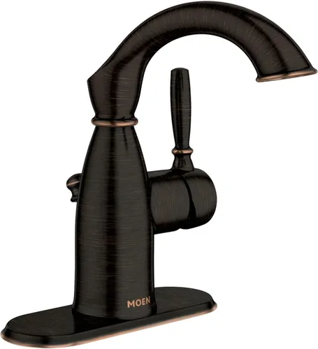 Miniatura 3 de Moen Sarona Bronce Mediterráneo de un solo mango y un solo agujero grifo de lavabo de baño rústico de estilo granja con placa de cubierta opcional