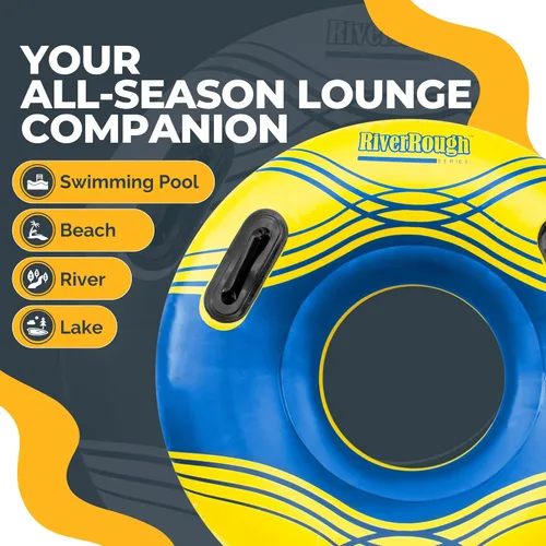 Miniatura 6 de SOLSTICE Flotador inflable para río, balsa de río, flotador, tubo de piscina, 1 persona, tamaño de 42 pulgadas, asas de agarre para ríos, lago