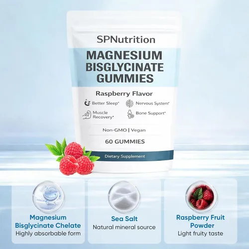 Miniatura 5 de Spnutrition Gomitas de bisglicinato de magnesio – Suplemento de magnesio quelado, promueve la función muscular y nerviosa, la relajación