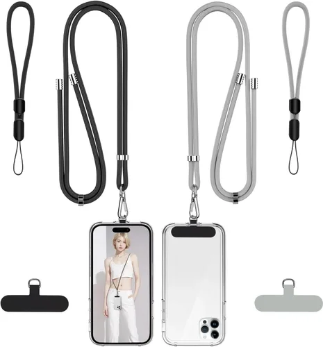 Miniatura 18 de Takyu Cordon para teléfono celular, cordon cruzado para teléfono con correa de cuello ajustable y paquete de 2 correas de muñeca para teléfono