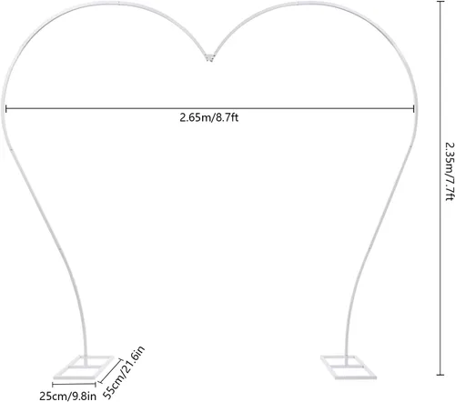 Miniatura 2 de Soporte de arco de globos de 7.7 pies de metal para arco de boda, soporte de telón de fondo, arco de corazón, decoración de fondo floral para Blanco