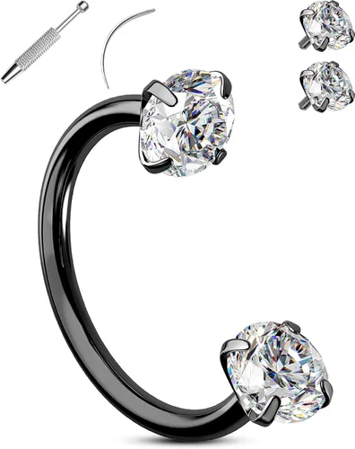 OUFER Anillos de labio de herradura 16G para mujeres y hombres, acero quirúrgico 316L, 8/0.394 in, joyería de piercing de labio, rosca interna,