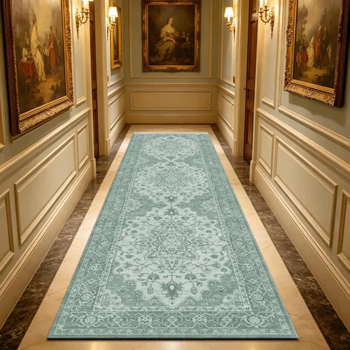 Miniatura 85 de Ukeler - Alfombra rústica con diseño floral para sala, dormitorio, comedor, Country rústico, Azul (luxury blue)