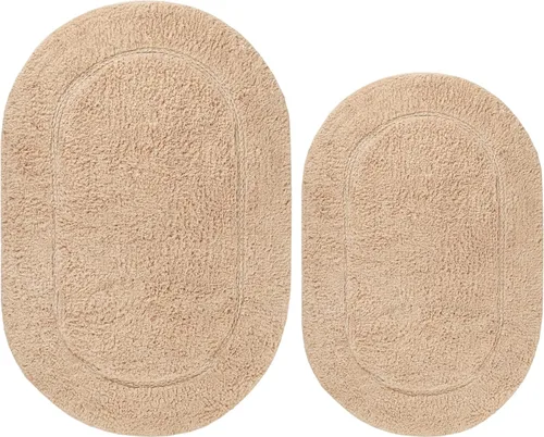 Miniatura 16 de Superior Juego de 2 alfombras de baño antideslizantes, ultra afelpadas, suaves y absorbentes, 100% algodón peinado, juego de alfombras de baño