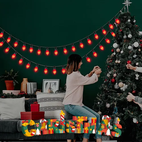 Miniatura 3 de Bombillas de Luces Navideñas C7 Oviejo, Paquete de 25 Bombillas de Repuesto C7 Rojas de 0.6W, Bombillas de Luz Nocturna, Bombillas LED de Repuesto