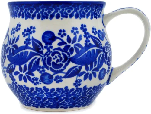 Miniatura 25 de Auténtica taza de burbujas de cerámica polaca de 13 onzas en diseño amarillo hecho a mano en Bolesławiec Polonia por Ceramika Bona + certificado