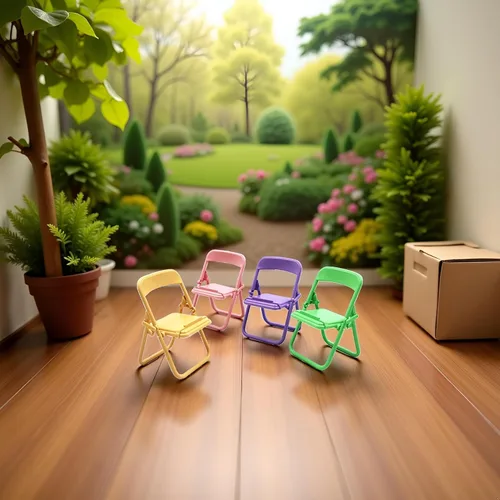Miniatura 2 de Mini silla plegable de simulación, modelo de casa de muñecas, accesorios de silla plegable, casa de muñecas, accesorios de muebles de plástico