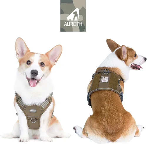 Miniatura 2 de Auroth - Arnés táctico para perros pequeños y medianos, sin tirones, arnés ajustable para mascotas, reflectante, K9, entrenamiento, trabajo, de army