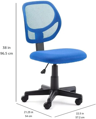 Miniatura 3 de Amazon Basics Silla de escritorio de la oficina de tareas de la computadora de atrás con ruedas giratorias - azul