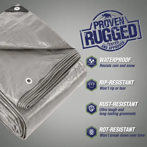 Miniatura 2 de RUGGED RHINO Lona resistente 100% impermeable para todo tipo de clima, lonas resistentes a la temperatura UV de 5 mil, cubierta multiusos de alta