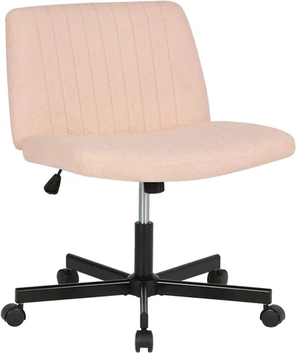 Miniatura 15 de FDW Silla Criss Cross sin brazos, silla de escritorio de oficina con patas cruzadas, ajustable, giratoria, ergonómica, sin ruedas, respaldo