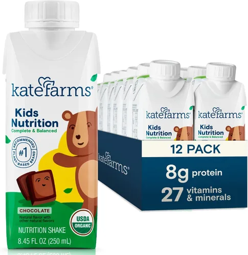 Miniatura 11 de KATE FARMS Batido de nutrición orgánica para niños sabor vainilla, 8g de proteína, 27 vitaminas y minerales, reemplazo de comida, sin gluten, sin