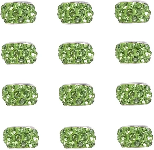 Miniatura 8 de Craftdady 150 cuentas europeas de arcilla polimérica con agujeros grandes, cuentas espaciadoras de diamantes de imitación, 15 colores con 6