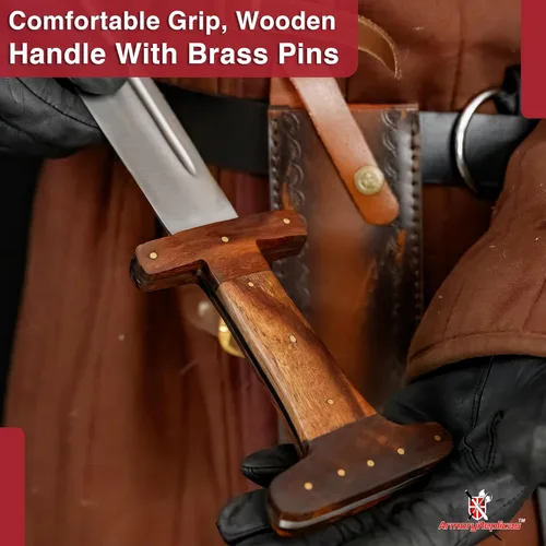 Miniatura 6 de Armory Replicas Battle Ready - Espadas medievales - Cuchillas de acero de alto carbono con fundas de cuero, espiga completa