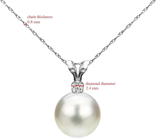 Miniatura 2 de Collar con colgante de diamantes de perlas Akoya japonesas cultivadas en agua salada blanca de 14 quilates en oro blanco 120 CTTW, Perla