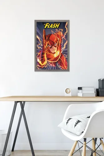 Miniatura 6 de Trends International DC Comics The Flash - Póster de pared de velocidad, 22.4 pulgadas de largo x 14.7 pulgadas, versión enmarcada de madera