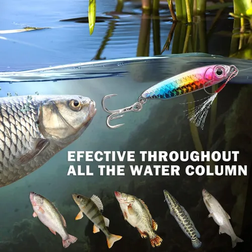 Miniatura 5 de 4 señuelos de pesca, cucharas de pesca, con forma especial, de metal duro, lentejuelas, anzuelos de pesca, anzuelos de pesca para amantes