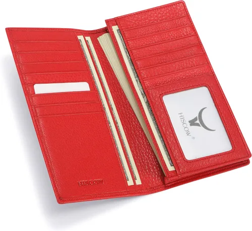 Miniatura 3 de HISCOW Cartera larga plegable con 15 ranuras para tarjetas de crédito piel de becerro italiana Rojo