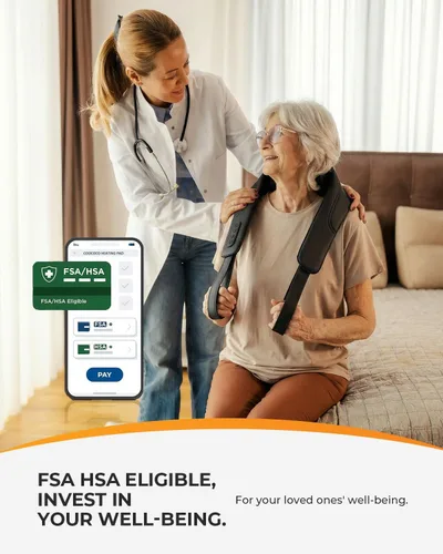 Miniatura 3 de Masajeador de cuello inalámbrico HSA elegible por la FSA con calor y control remoto, masajeador de hombro Shiatsu manos libres para aliviar el dolor