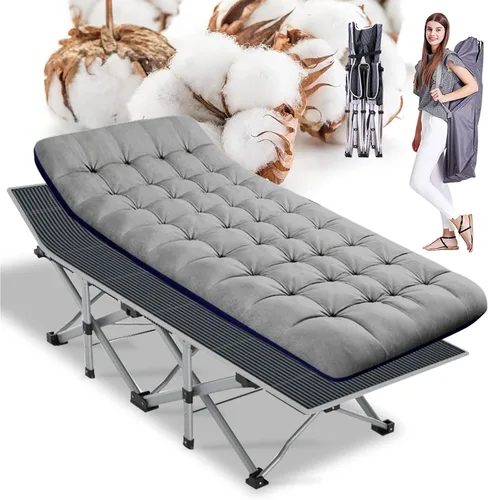 Miniatura 9 de ABORON Catre de Camping para Adultos de 28" Extra Ancho, Resistente 1200D Oxford Catre para Dormir, Cama de Campamento Plegable Portátil con Gris