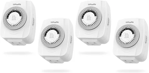Miniatura 10 de TiFFCOFiO Temporizador de Enchufe Mecánico para Interiores, Temporizadores de 3 Clavijas para Tomas Eléctricas, Temporizador de Luz Enchufable