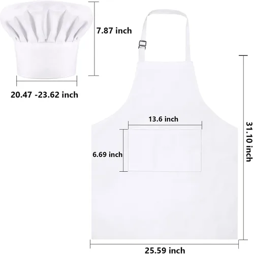 Miniatura 2 de SATINIOR Disfraz de chef de 2 piezas para mujeres y hombres, juego de delantal para adultos, delantal de panadero, sombrero para cocinar y cosplay
