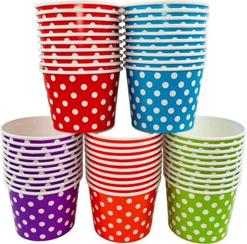 Miniatura 5 de MMvolesy Vasos de papel rosa de 12 onzas para helado, cuencos desechables de colores para postres para alimentos fríos y calientes, sopas, helados