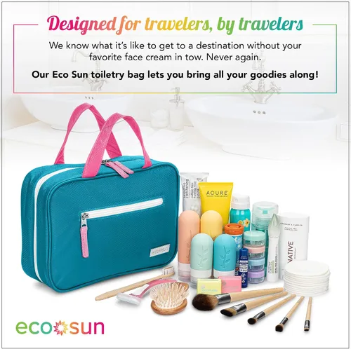 Miniatura 6 de Eco Sun - Neceser de viaje colgante — Diseñado en Hawái — Organizador de viaje resistente al agua para accesorios de baño, Colgar