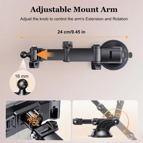 Miniatura 8 de OHLPRO Soporte para tablet para tablero de automóvil [soporte de ventosa] escritorio de pared para parabrisas, soporte ajustable para iPad mini Air