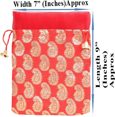 Miniatura 4 de Handcrafted Traditional Indian MultiColor Colors Drawstring Purse Bag Pouch Potli for Gift Jewelry Packaging