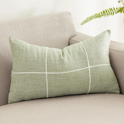 Miniatura 12 de vctops Funda de Almohada Decorativa de Algodón y Lino con Celosía Rústica Funda de Cojín Lumbar con Bordado Funda de Almohada para Sofá Dormitorio