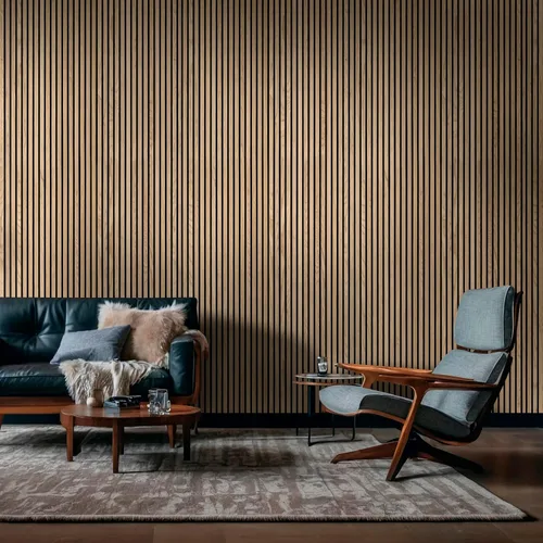 MSI Paquete de 4 paneles de pared de listones de madera acústica para decoración de interiores, paneles de madera estriada 3D que absorben el sonido