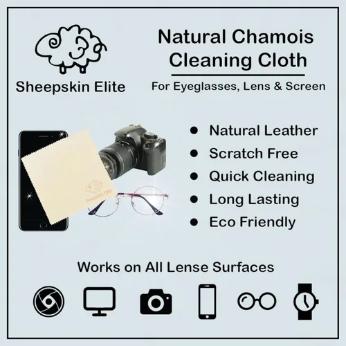 Miniatura 4 de Paño de limpieza de cuero de gamuza natural para lentes de cámara, paño de limpieza de pantalla, paño de limpieza para lentes, tabletas, paño