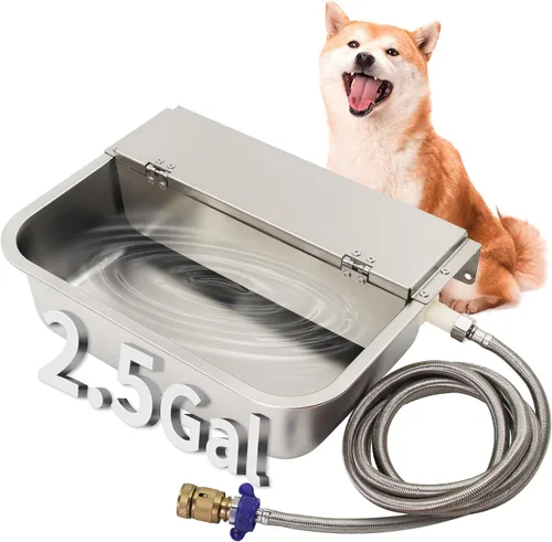 Dispensador automático de agua para perros de 2 galones de acero inoxidable para mascotas pequeñas, perros, pollo, caballo, ternero, cabra, con