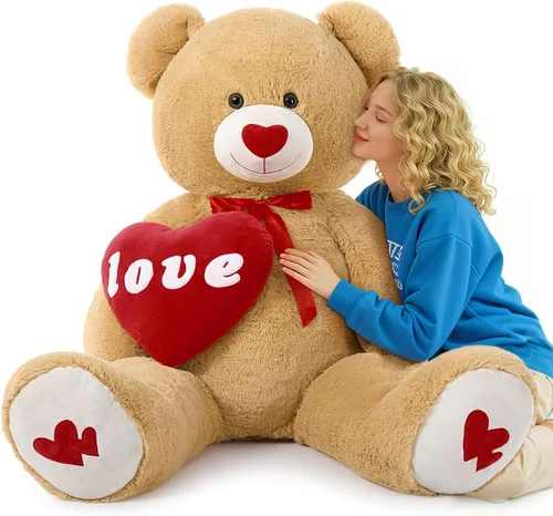 Miniatura 7 de MorisMos Oso de peluche gigante, animales de peluche grandes de 39 pulgadas con huellas grandes, osos de peluche, regalo para niños, morado