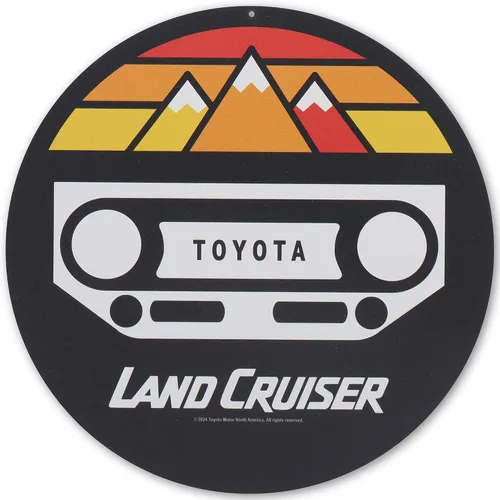Miniatura 11 de Letrero redondo de metal para Toyota Land Cruiser Off-Road – Letrero retro de Toyota para garaje, tienda o cueva de hombre
