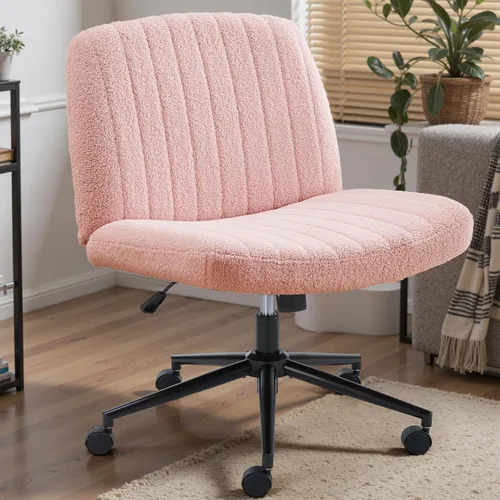 Miniatura 13 de DUMOS Silla de escritorio sin ruedas, silla cruzada ancha con patas cruzadas, silla de tocador de escritorio de oficina, sillas giratorias