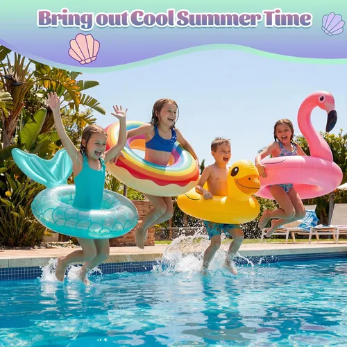Miniatura 7 de MoKo Anillo de natación inflable, lindo flotador de piscina, decoración de tubo, tubos de natación, piscina al aire libre, playa, flotadores de Azul