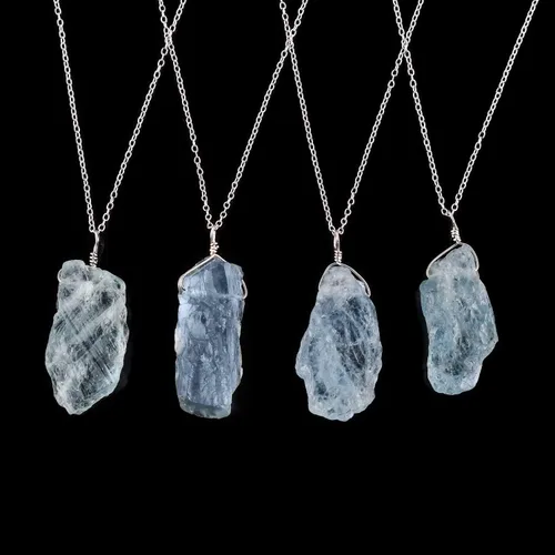 Miniatura 4 de Collar con colgante de piedras preciosas, piedra de energía áspera, cristales curativos de chakras, plata esterlina 925, chapado en rodio, piedra