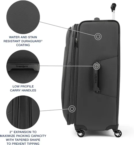 Miniatura 258 de Travelpro Maxlite 5 - Juego de 2 piezas de equipaje de mano de tela, expandibles con 4 ruedas giratorias, bolso blando para debajo del asiento, Negro